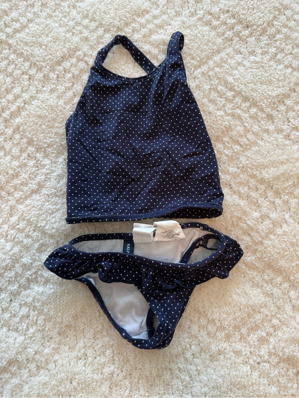 Ralph Lauren Navy and White Polka Dot Swim suit